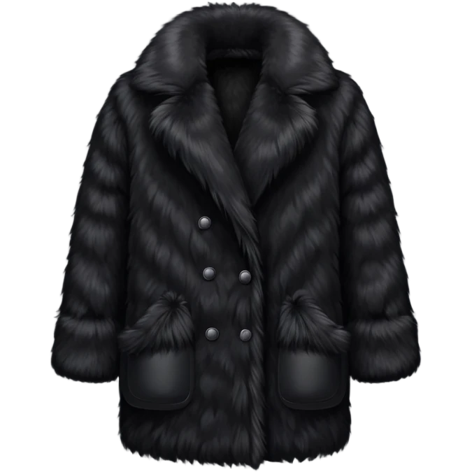 super realistic black fur coat isolated emoji