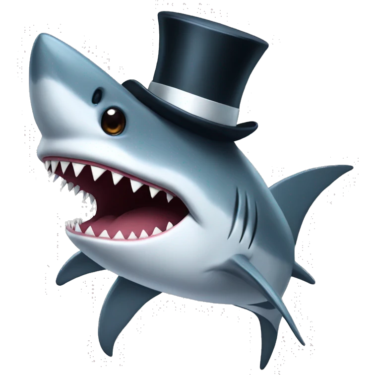 Shark with a top hat emoji