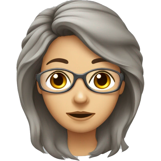 garota de cabelos castanhos com óculos de grau estilo aviador emoji