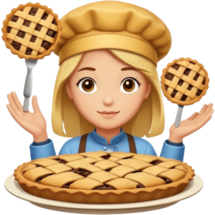 Baking community humanless avatar in vibrant style illustration. Pie, cookie, and muffin warm golden tones, simple shapes, flat design, high contrast. emoji