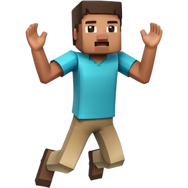Minecraft character jumping with joy emoji