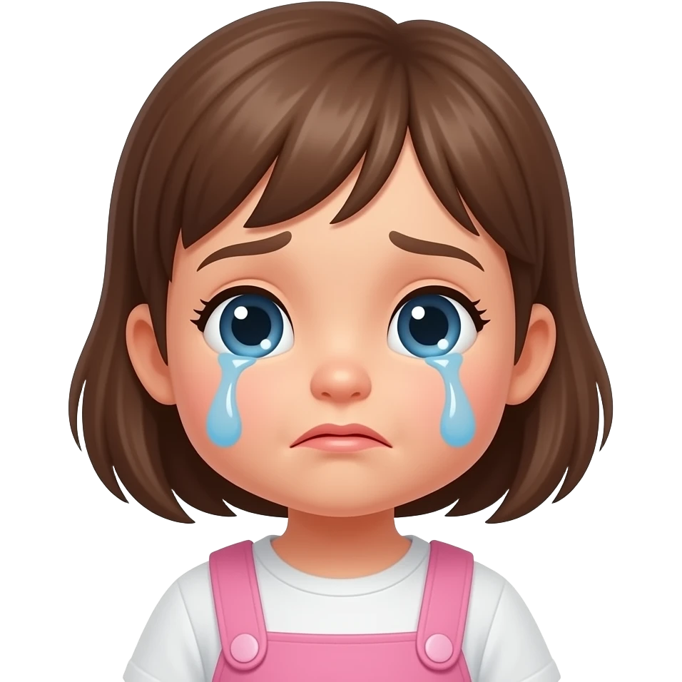 baby girl is crying, view angle 3/4 emoji