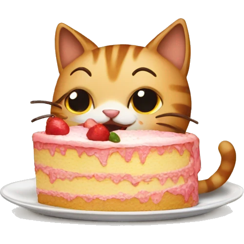 a cat eating a cake emoji