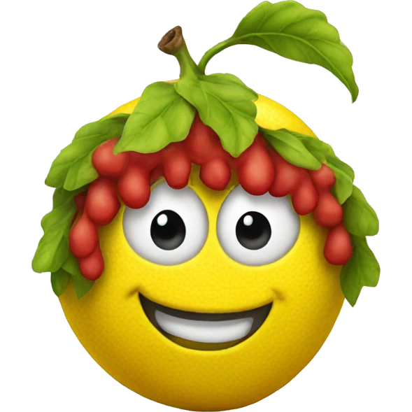 lemon on white background with clown nose and clown wig emoji