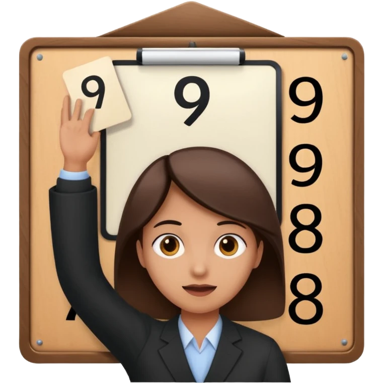 a jury member holding a score board up over their head, the board displays the number 9, simple, expressive emoji