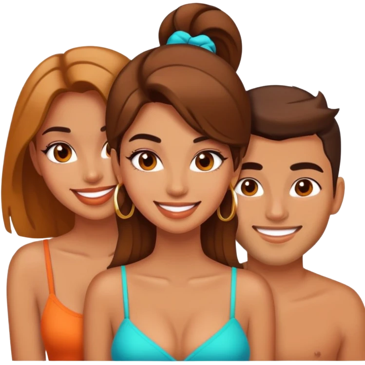 Hot girl with two boyfriends, sassy and beautiful emoji