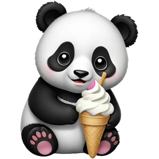Panda eating ice cream emoji
