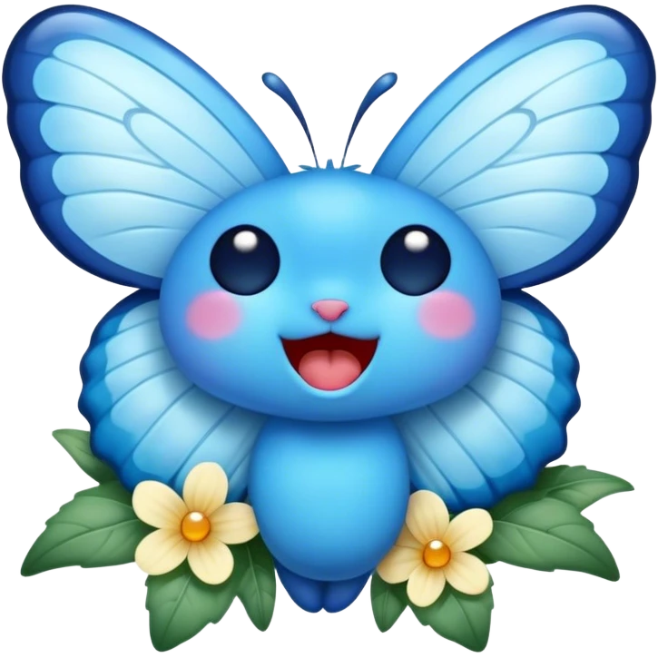 Cinematic Realistic Cute Yawning Blue Butterfly Portrait Emoji, Head tilted slightly with a dramatic, wide-open yawn, showcasing soft, downy sapphire wings with delicate, natural droop and half-closed, drowsy eyes rendered in exquisite detail, high shine, relaxed yet expressive, styled with a dash of subtle garden charm, soft glowing outline, capturing the essence of a sleepy yet affectionate blue butterfly that appears ready to rest its wings in quiet, enchanted slumber! emoji