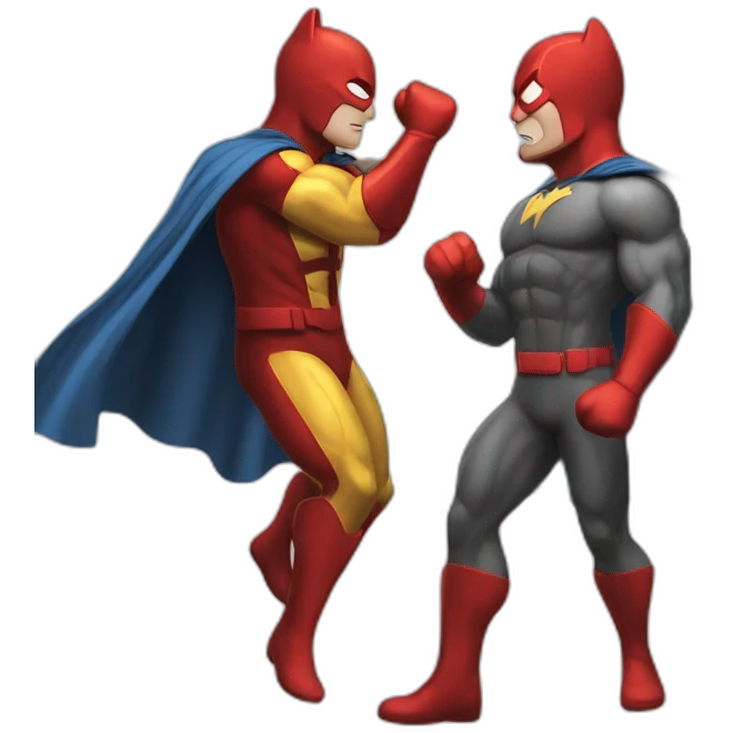 two superhero fighting emoji