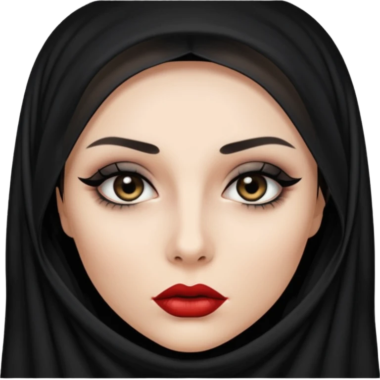 Female figure lifting sheer black veil from her lips, forbidden intimacy emoji