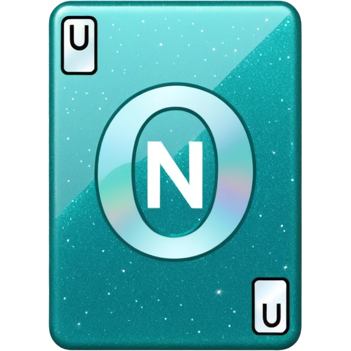 Teal Glittery uno reverse card that says no u in the middle emoji