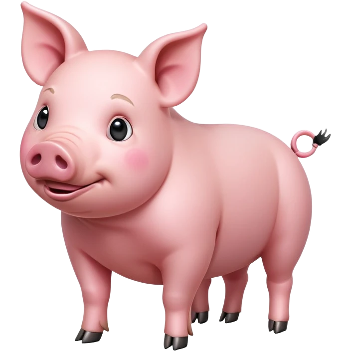 cinematic-[realistic pig]-realistic-full-body-standing-emoji,-tail-flicking-lazily,-head-tilted-dramatically,-sleek-[pink]-skin,-simplified-yet-realistic-focused-features,-highly-detailed,-glowing-with-an-almost-sarcastic-glow emoji