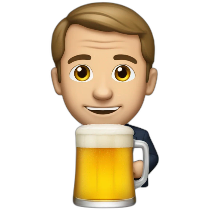 Macron qui boi une biere emoji