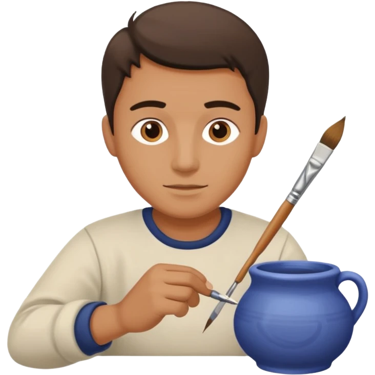 A Man Painting Pottery With A Brush emoji