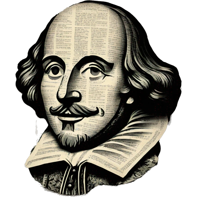Shakespeare made of newspaper cuttings 420 hemp roses flowers plants leaves emoji