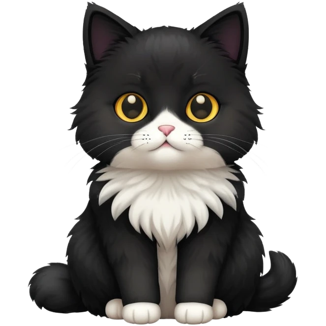 cute cat sitting, black fur emoji