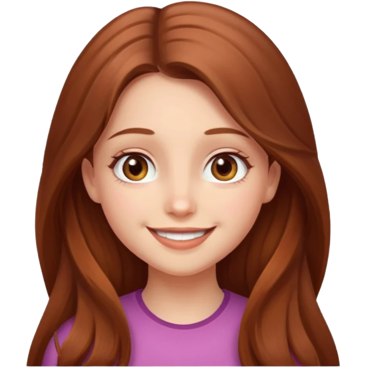 create a girl with chestnut colored long hair, hazel eyes and beautiful smile emoji
