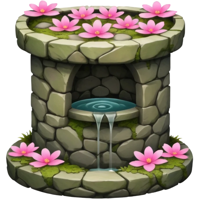 stone well with pink flowers emoji
