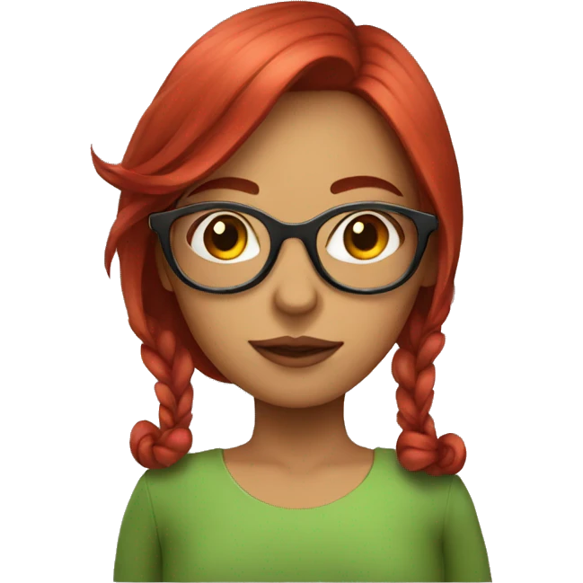 Mexican girl with big glasses with a little long plane  red hair  emoji