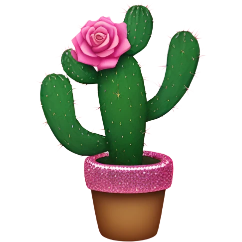 Rose pink cactus with glitter emoji