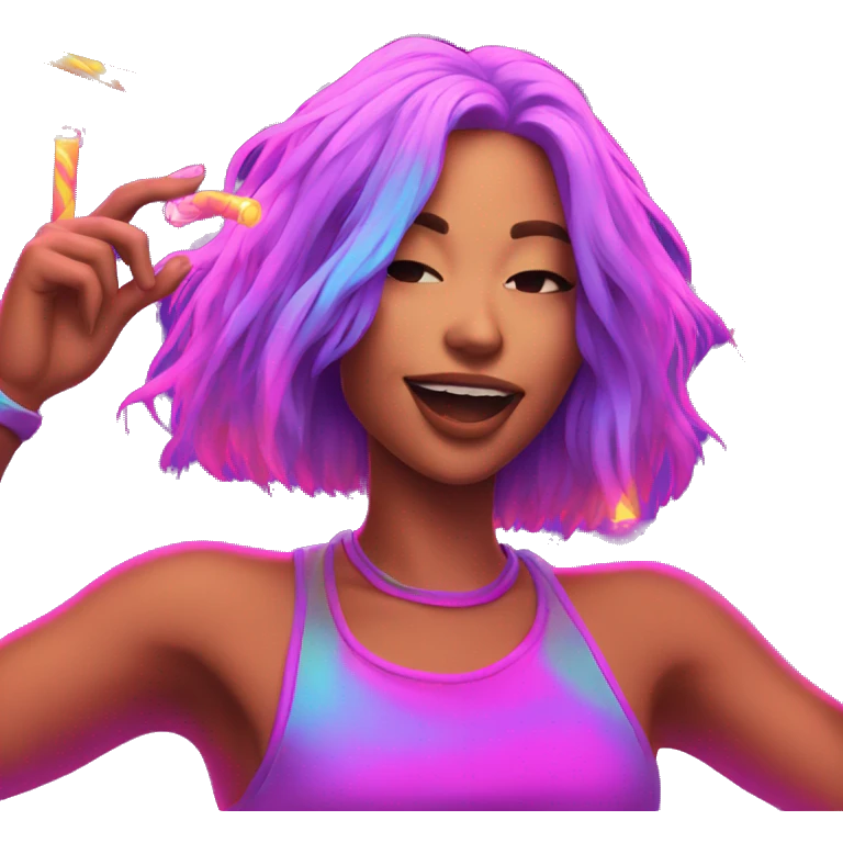 Rave party dancing neon smoking emoji