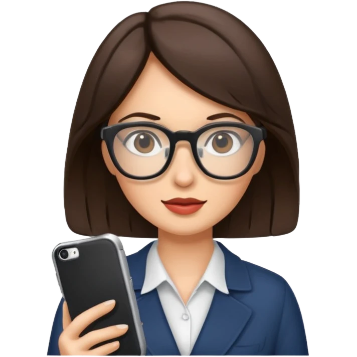 journalist brunette woman with glasses emoji