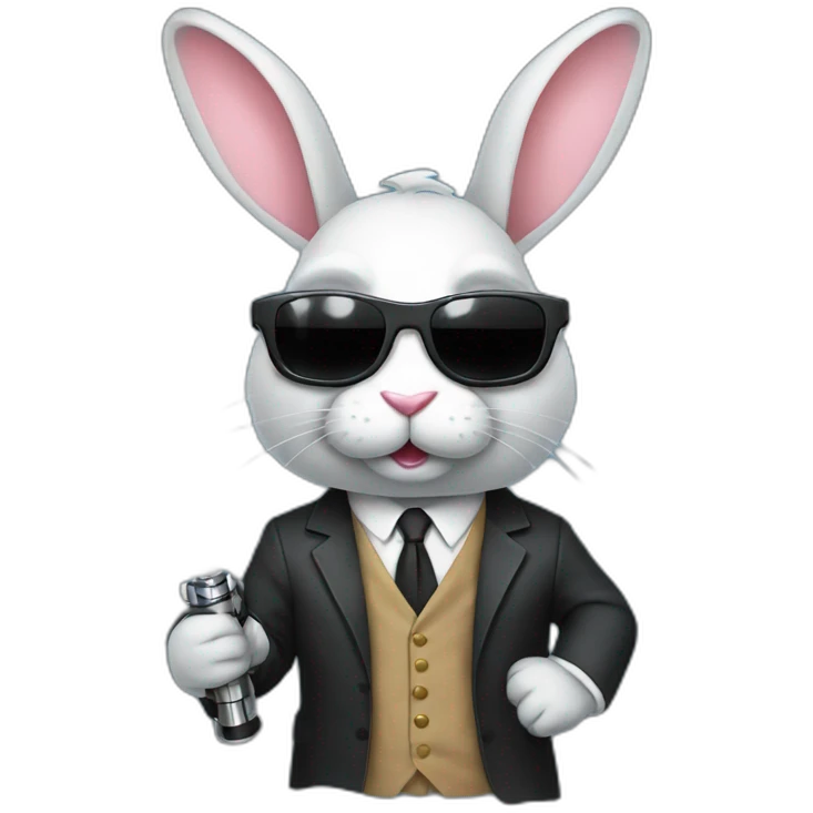 Rabbit with suit and sunglasses and lightsaber emoji