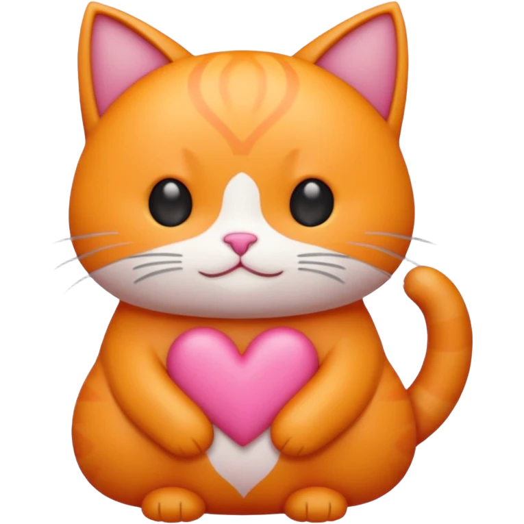 Gato naranja corazón rosa cuerpo entero kawaii emoji
