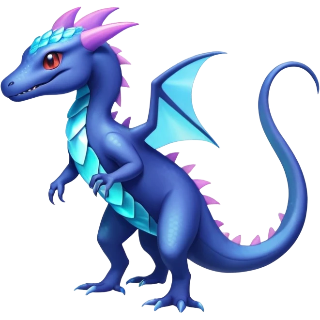 Iridescent crystalic Shiny pastel Salandit-Aurorus-Salazzle-Dragonair-Fakémon-hybrid-creature (full body)  emoji