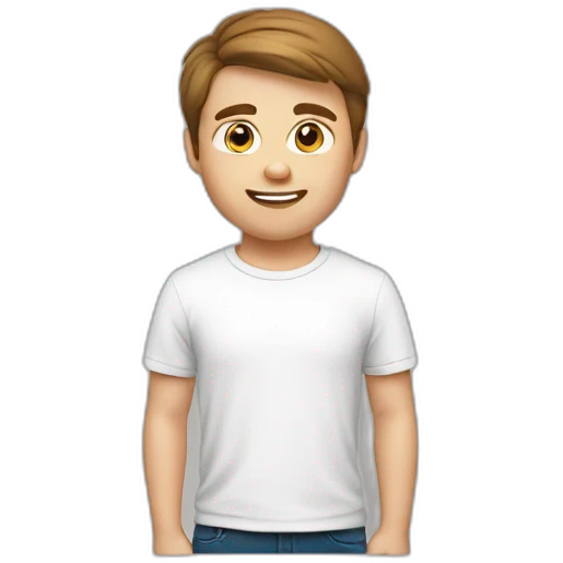 white 25 years Boy Brown hair with t-shirt white emoji