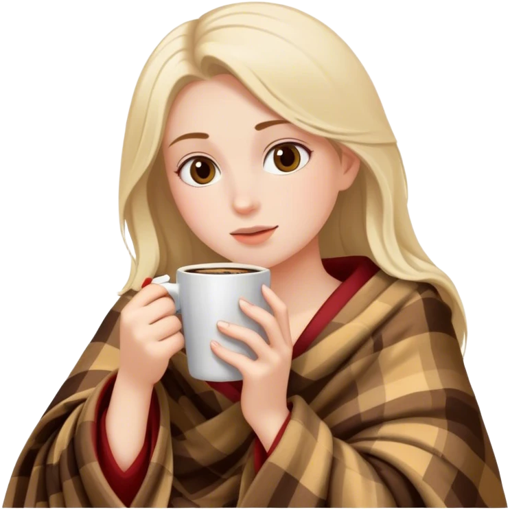 girl with blanket drinking coffee emoji