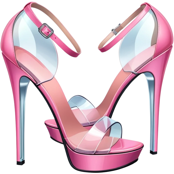 ultra realistic pair of platform open toe pink glass heels emoji
