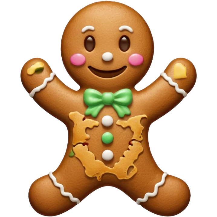 Gingerbread Man with icing smile emoji