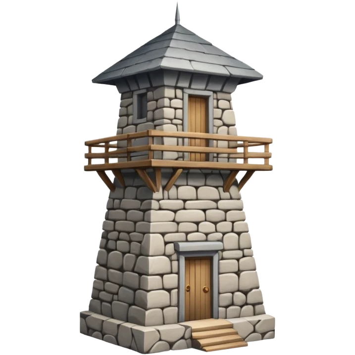 A tall stone watchtower with wooden balcony near the top. emoji