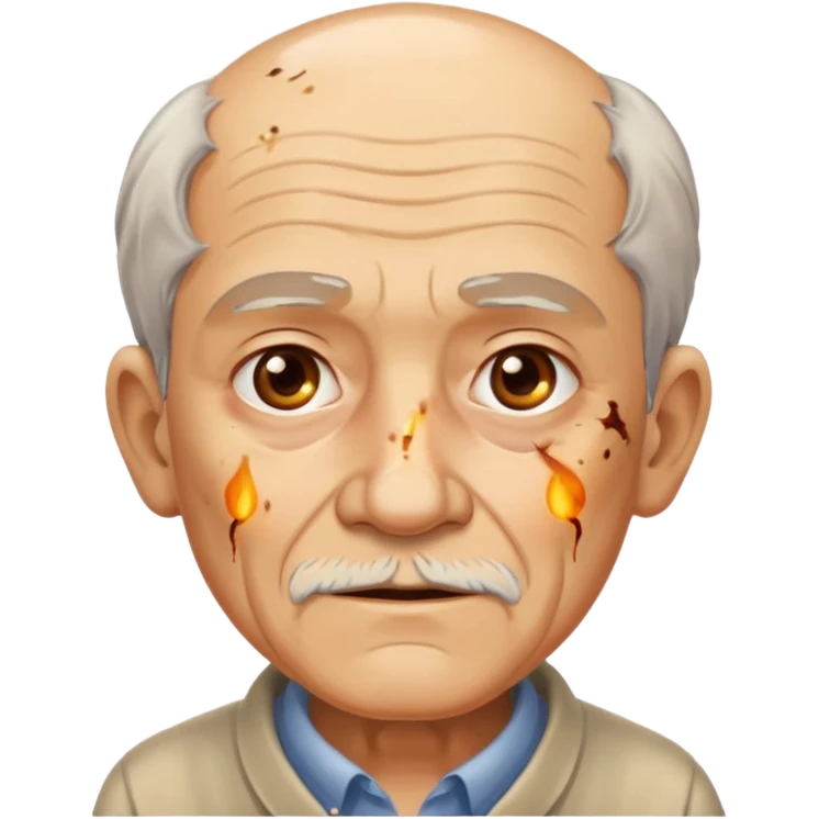 AN OLD MAN FULL OF BURNED MARKS BECAUSE OF COOKING OIL emoji