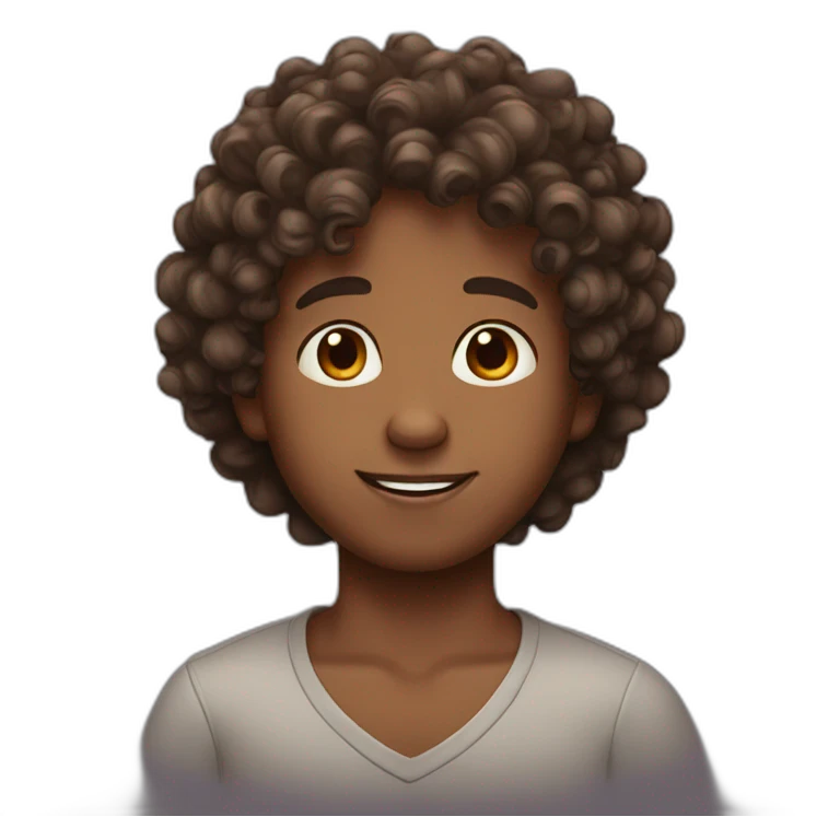 curly hair brown skin boy emoji