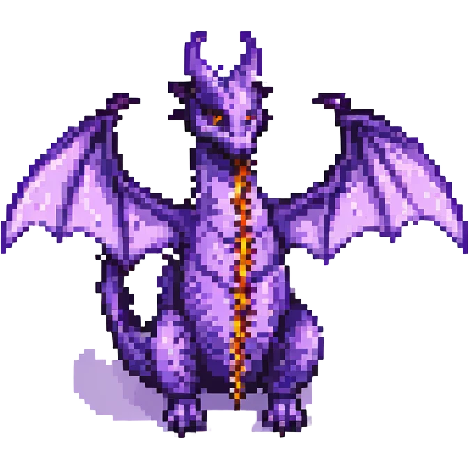 pixel art Minecraft Ender Dragon, breathing purple fire, no text emoji
