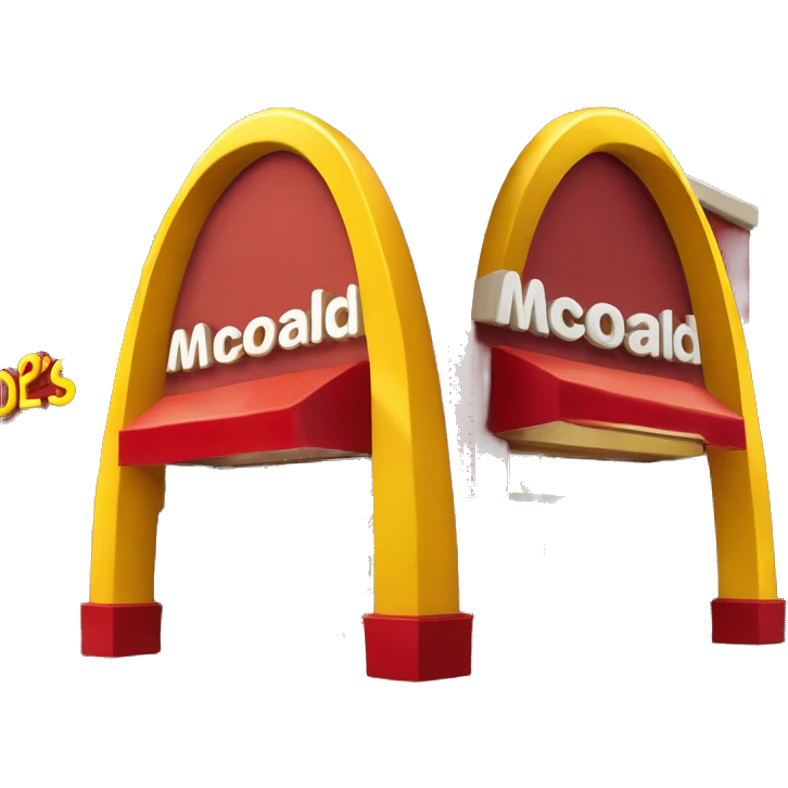 “McDonald’s store with the iconic golden arches, a red and yellow color scheme, and a simple, recognizable design that captures the essence of a fast food restaurant.” emoji
