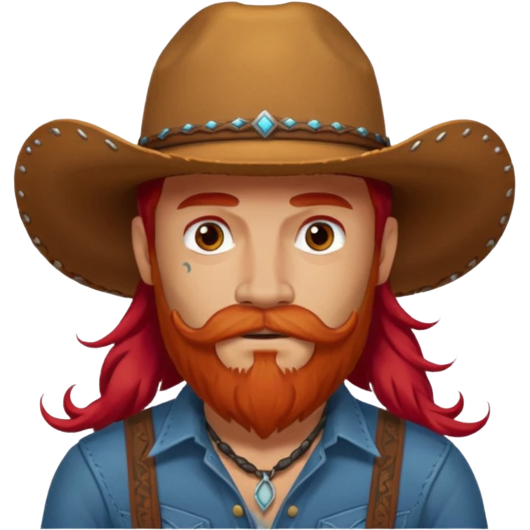 mustached cowboys bead and long red hair with tattoos on face  emoji