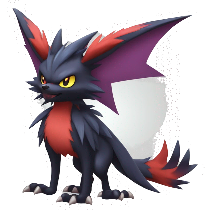  Kawaii Edgy Cool Beautiful Nargacuga-Noivern-Noibat-Litten-Zorua-Zoroark-Fakemon-fusion full body emoji