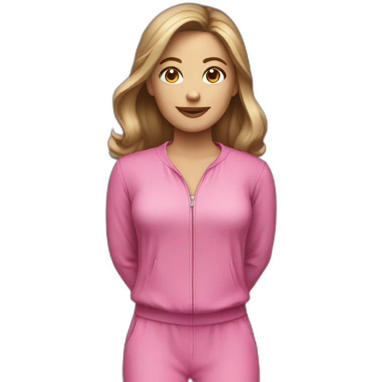 Woman dark blond hair  pink  full body jumpsuit emoji