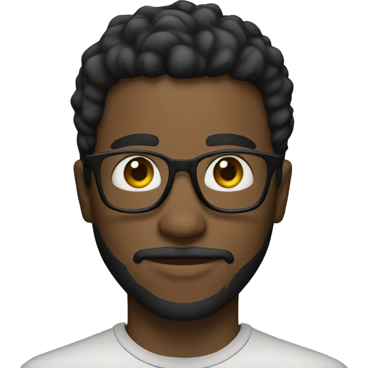 Black Young man and glasses and little beard mustache faded hair emoji