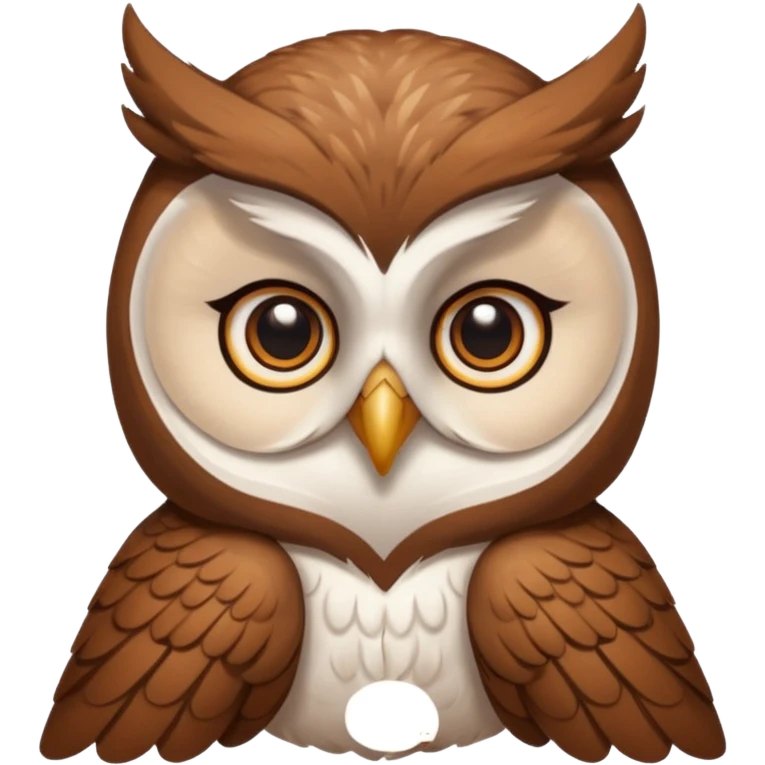 An cats head with a brown on top of the head of the cat the cats head infused with an white owls body with brown wings emoji