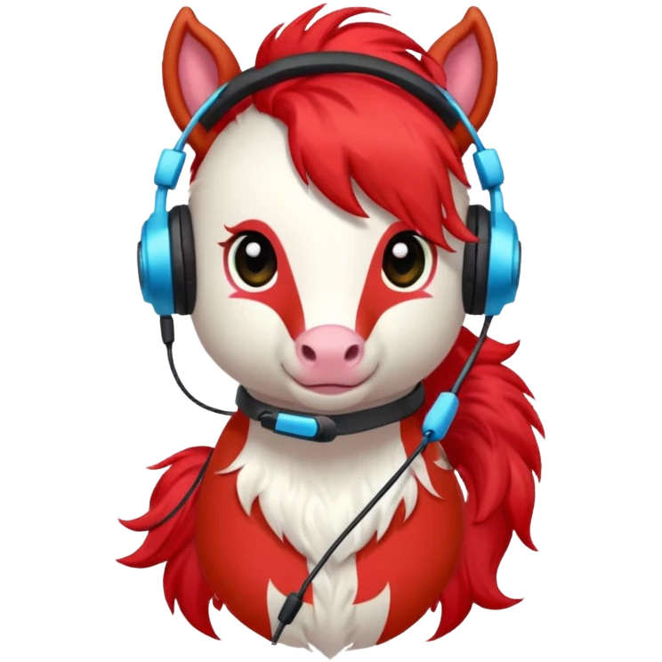 red pony streamer with gaming head set emoji