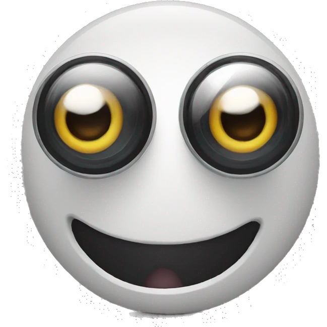 a camera with eyes, mouth and hand who chocked emoji