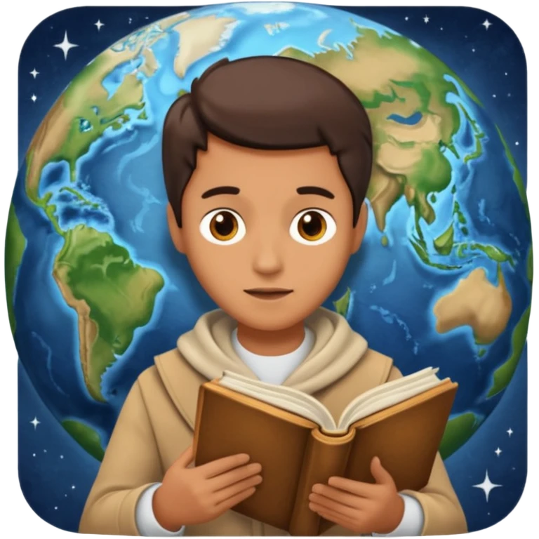 someone who is reading a book to learn the history of our planet  emoji