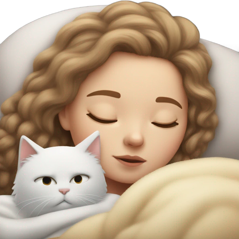 white Girl and cat sleeping emoji