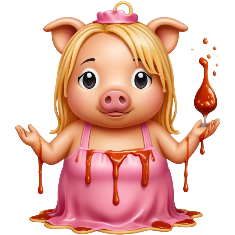  SPAM meat melted pink dripping sauce spaghetti dress piggy monalisa portrait emoji