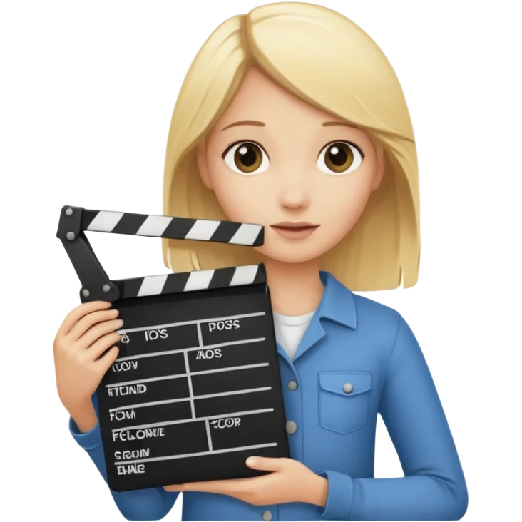 Blonde girl with film clapboard emoji