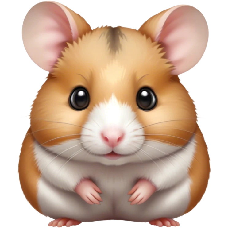 Cinematic Noble Brown and White Banded Hamster Portrait Emoji, Poised and regal, with a tiny, compact build and a uniquely patterned coat of warm brown and crisp white bands, deep-set soulful dark eyes, Simplified yet sharp and sophisticated features, highly detailed, glowing with a soft, dignified glow, high shine, intelligent and charming, stylized with an air of distinctive elegance, focused and attentive, soft glowing outline, capturing the essence of a watchful and confident rodent, so majestic it feels as though it could scurry out of the screen with effortless authority! emoji